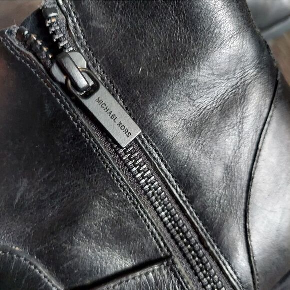 Michael Kors Jet Set 6 Gretchen Black Leather Ankle Boots 7.5 - Picture 9 of 11